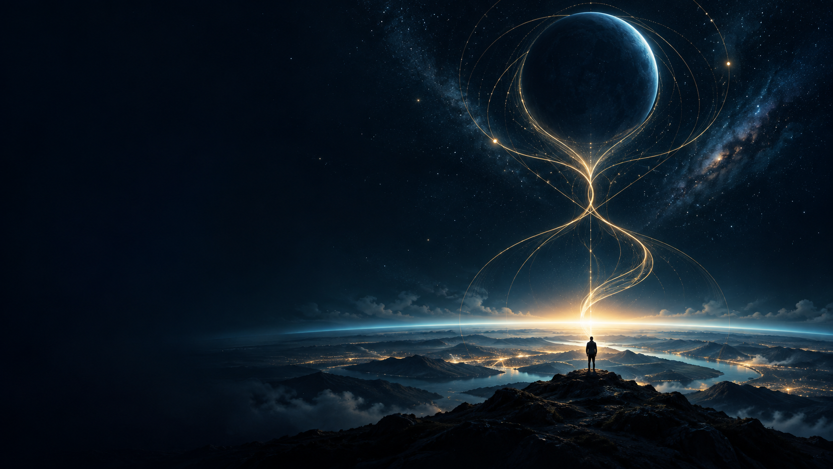 A luminous horizon connecting earth and sky